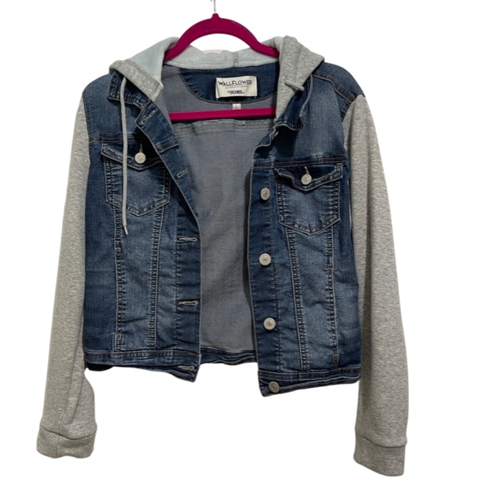 1323 Wallflower Fleece Lined Hooded Denim Jean Jacket